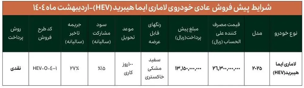 پیش فروش لاماری ایما هیبرید