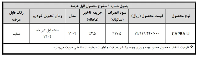 فروش وانت کاپرا U