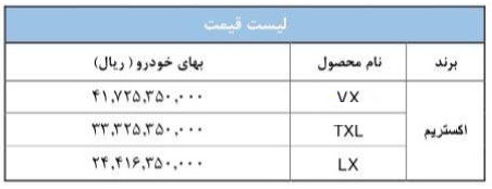 اعلام قیمت‌های جدید برند اکستریم