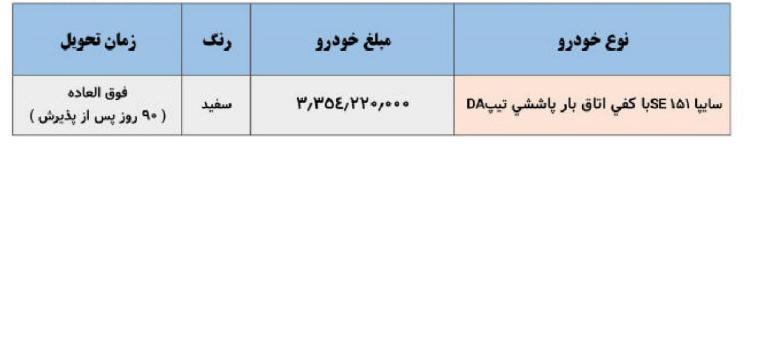 اعلام شرایط فروش وانت سایپا 151