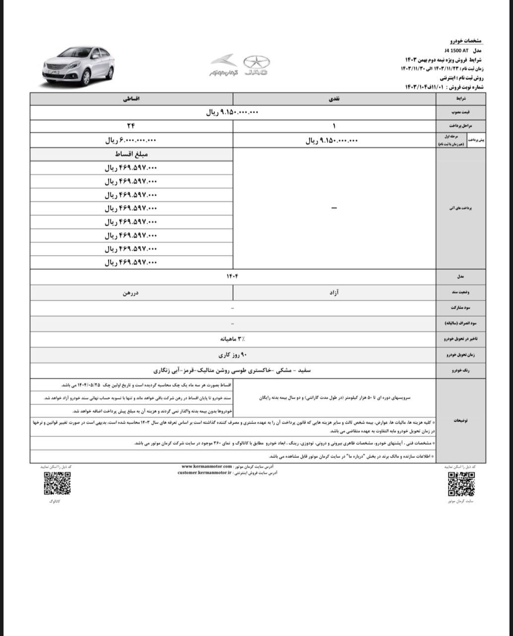 فروش نقدی و اقساطی محصولات کرمان موتور - دهه فجر