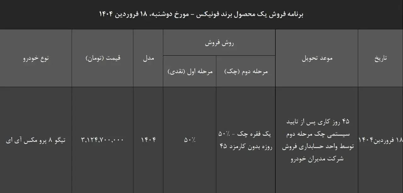 فروش نقدی دو مرحله ای تیگو 8 پرومکس IE