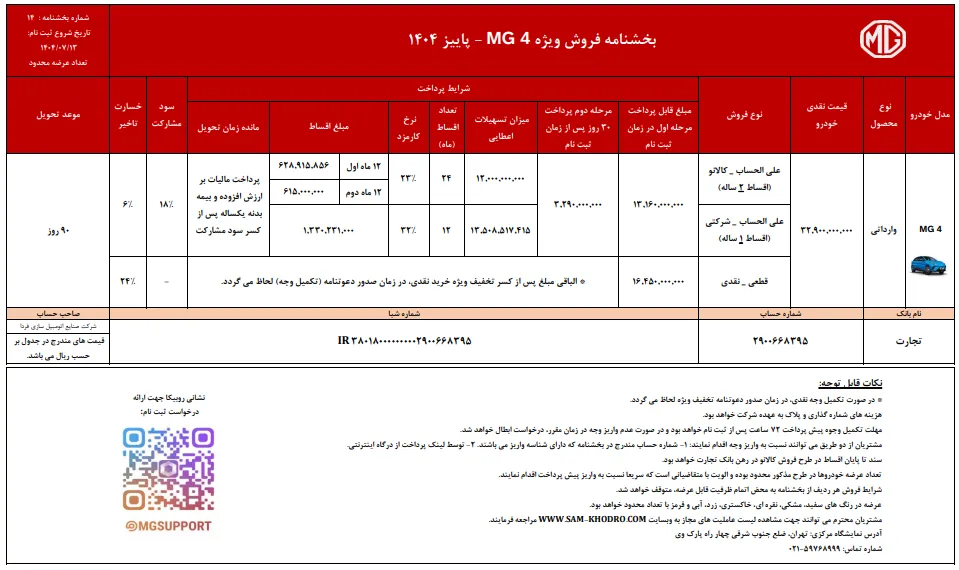 قیمت و جزئیات فروش نقدی خودروهای ام جی GT،MG5 و MG 4 در ایران