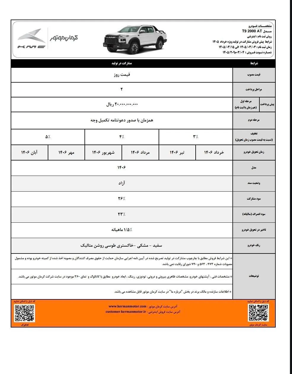 جزئیات پیش&zwnj;فروش مشارکت در تولید کی ام سی T9 | اردیبهشت ۱۴۰۵